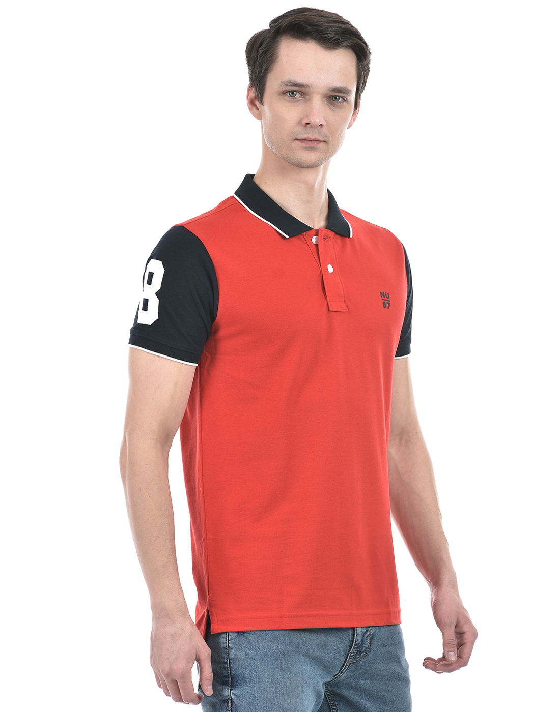 Numero Uno Men Color Block Red T-Shirt